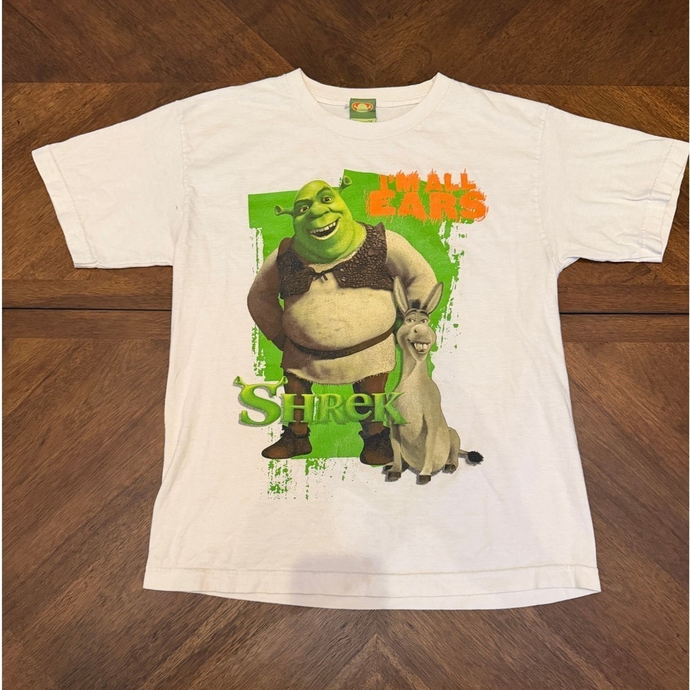 Vintage Shrek 2 Movie Promo T-Shirt White Large Im All Ears Donkey DreamWorks
